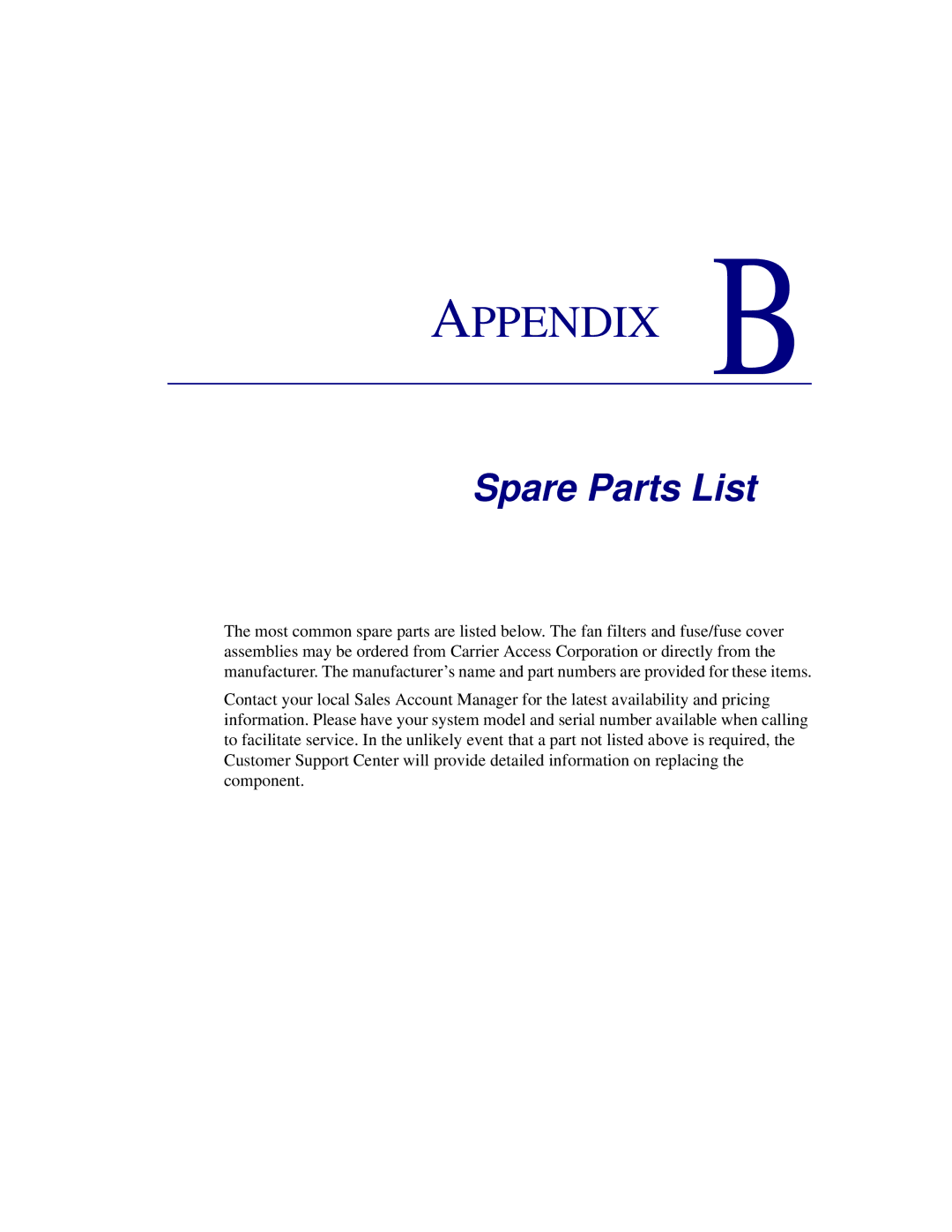 Carrier Access 1750 user manual Appendix B 