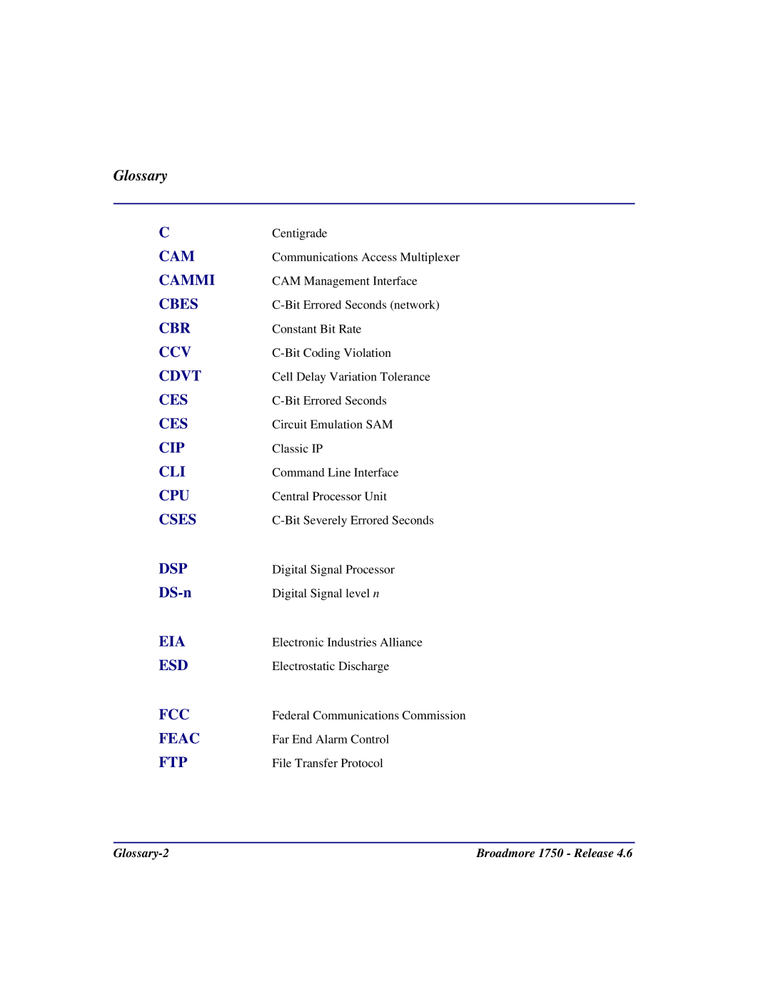 Carrier Access 1750 user manual Glossary 