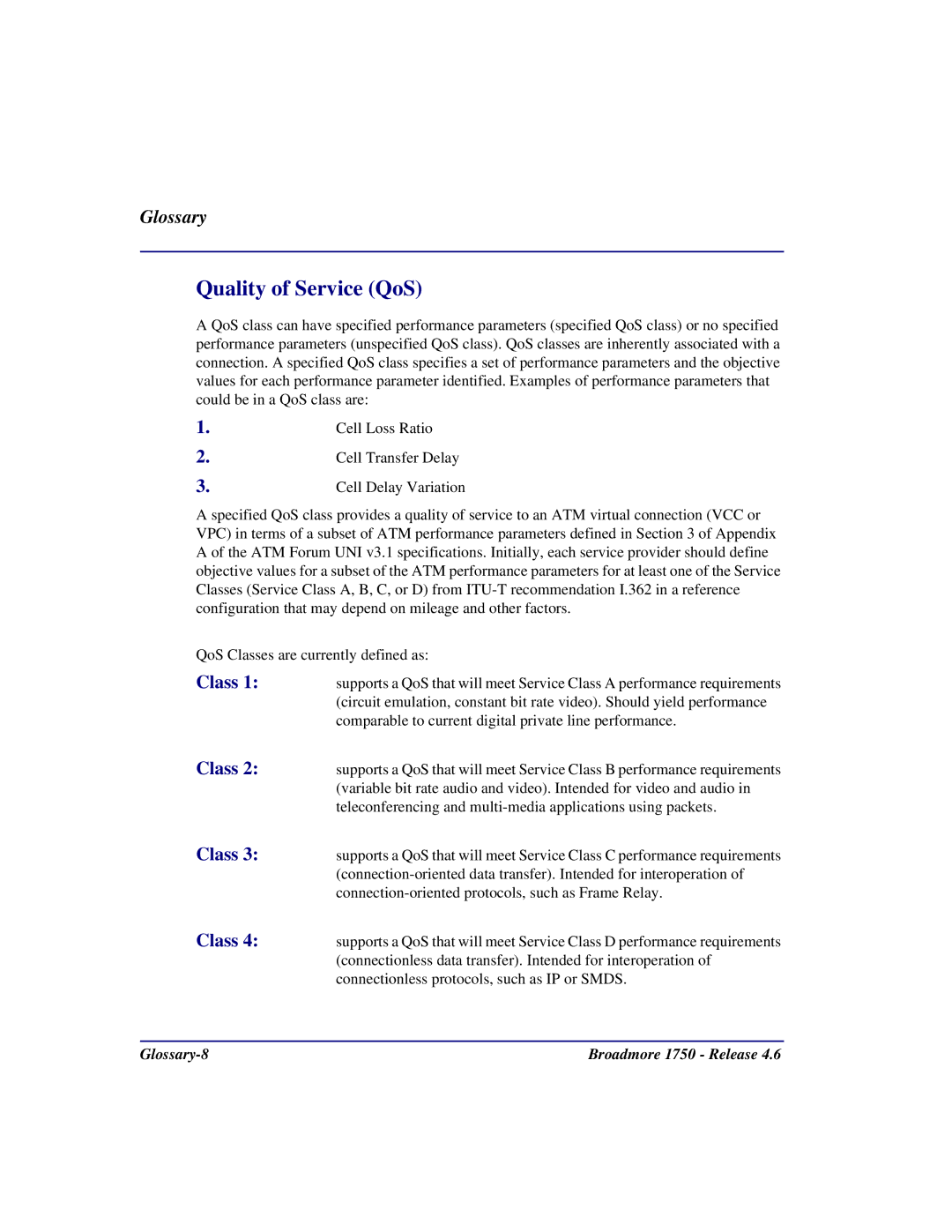 Carrier Access 1750 user manual Quality of Service QoS 