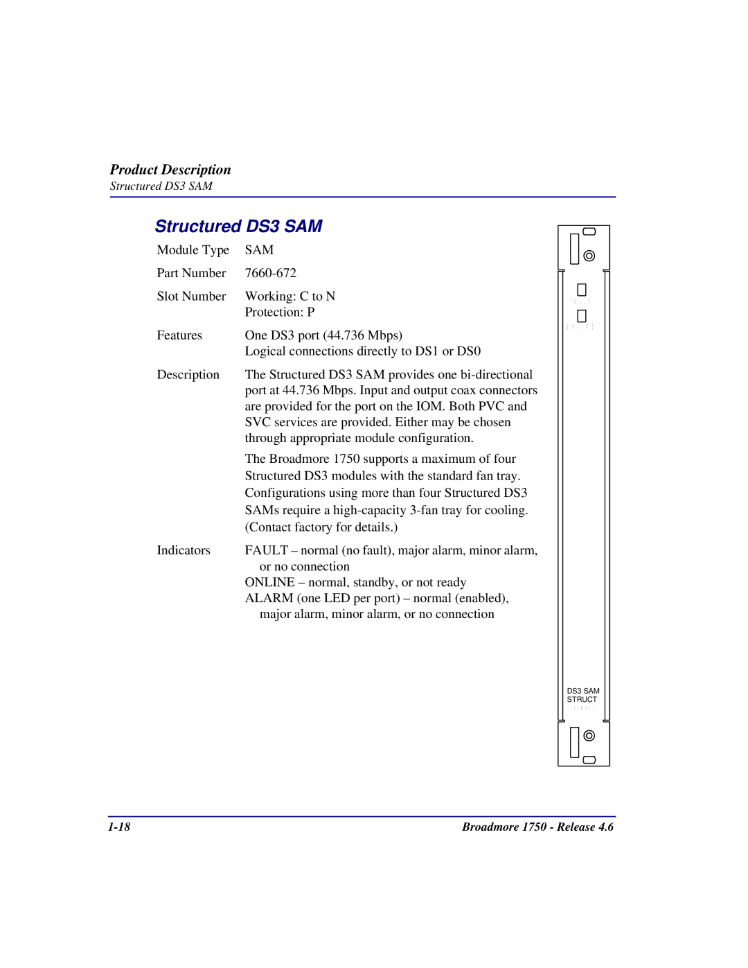 Carrier Access 1750 user manual Structured DS3 SAM 