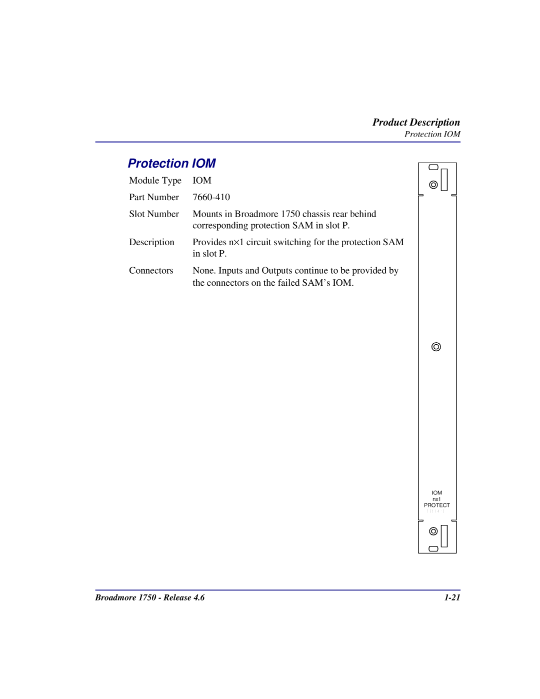 Carrier Access 1750 user manual Protection IOM 