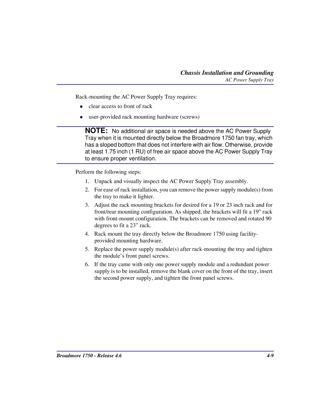 Carrier Access 1750 user manual Chassis Installation and Grounding 