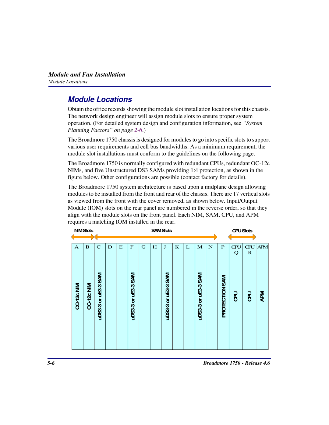 Carrier Access 1750 user manual Module Locations 