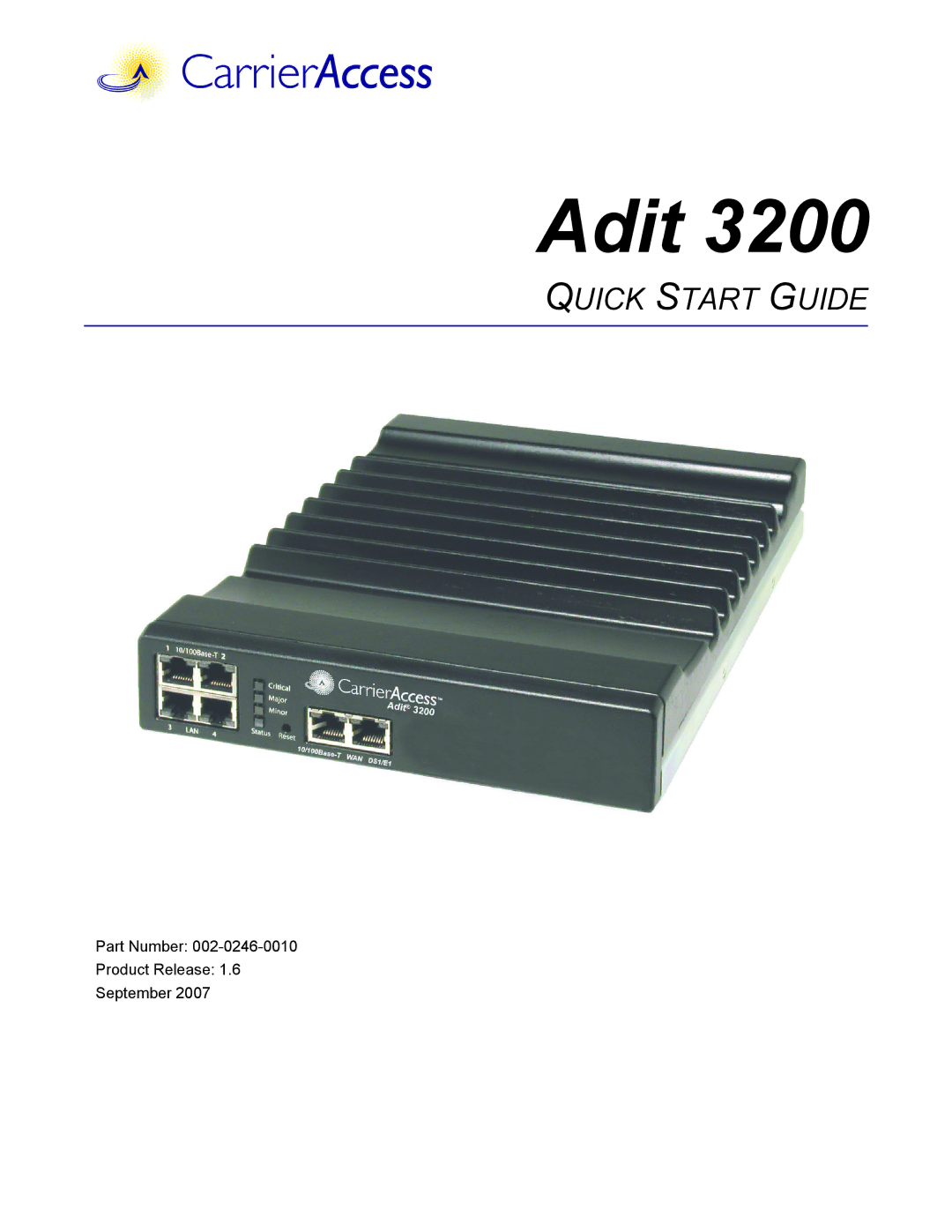 Carrier Access 3200 quick start Adit 