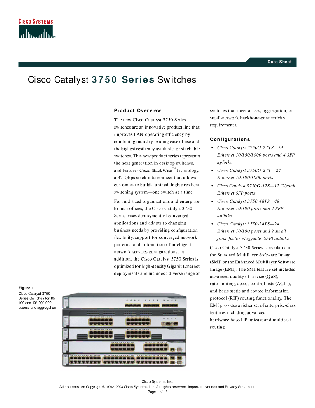 Carrier Access 3750 Series manual Product Overview, Configurations, Data Sheet 