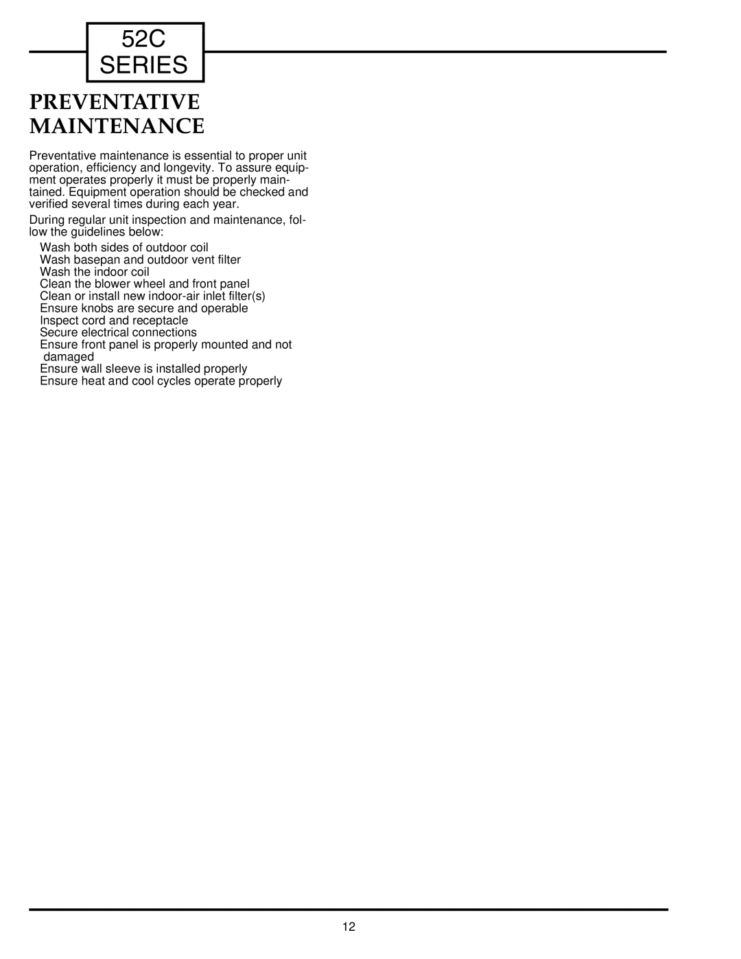 Carrier Access 52C owner manual Preventative Maintenance 