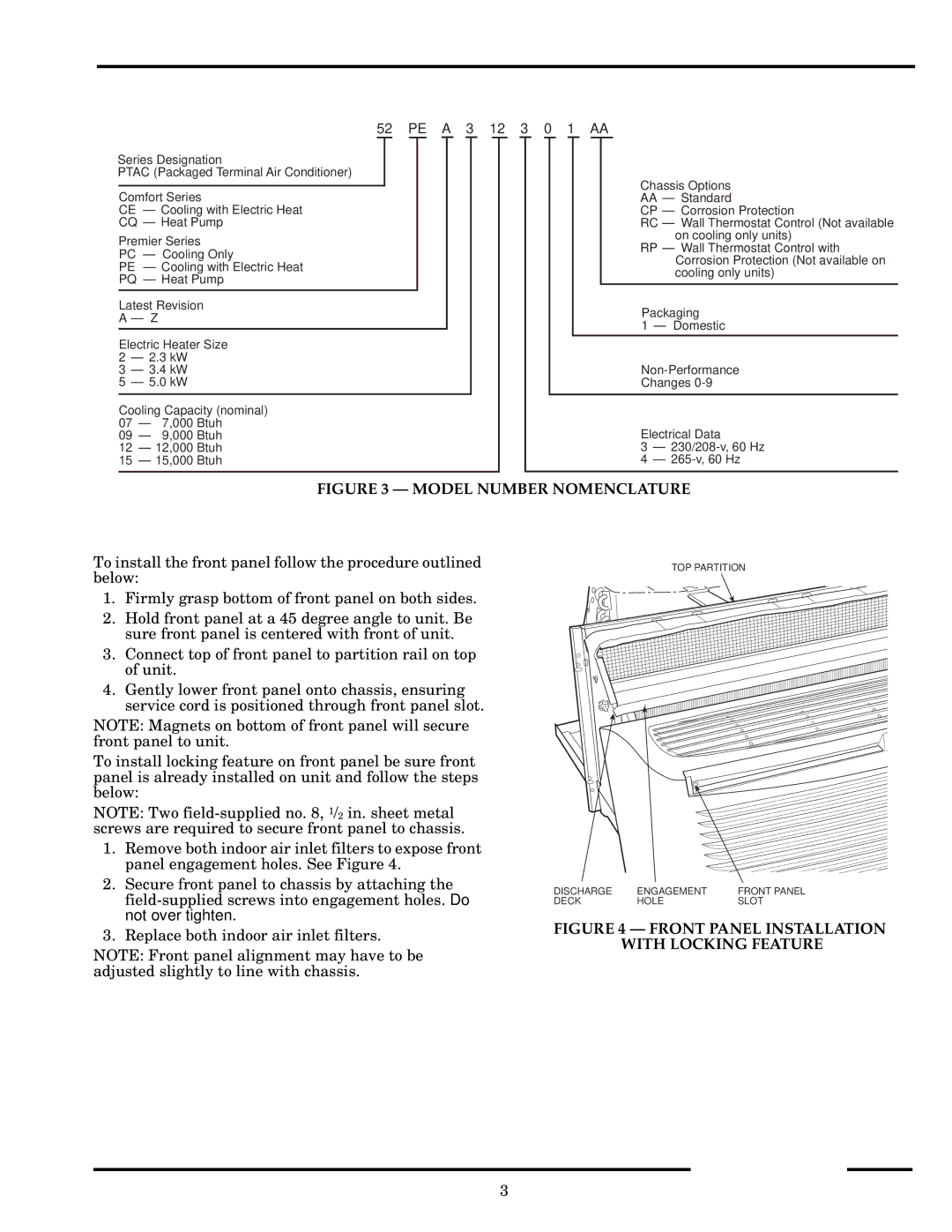 Carrier Access 52P owner manual Model Number Nomenclature 