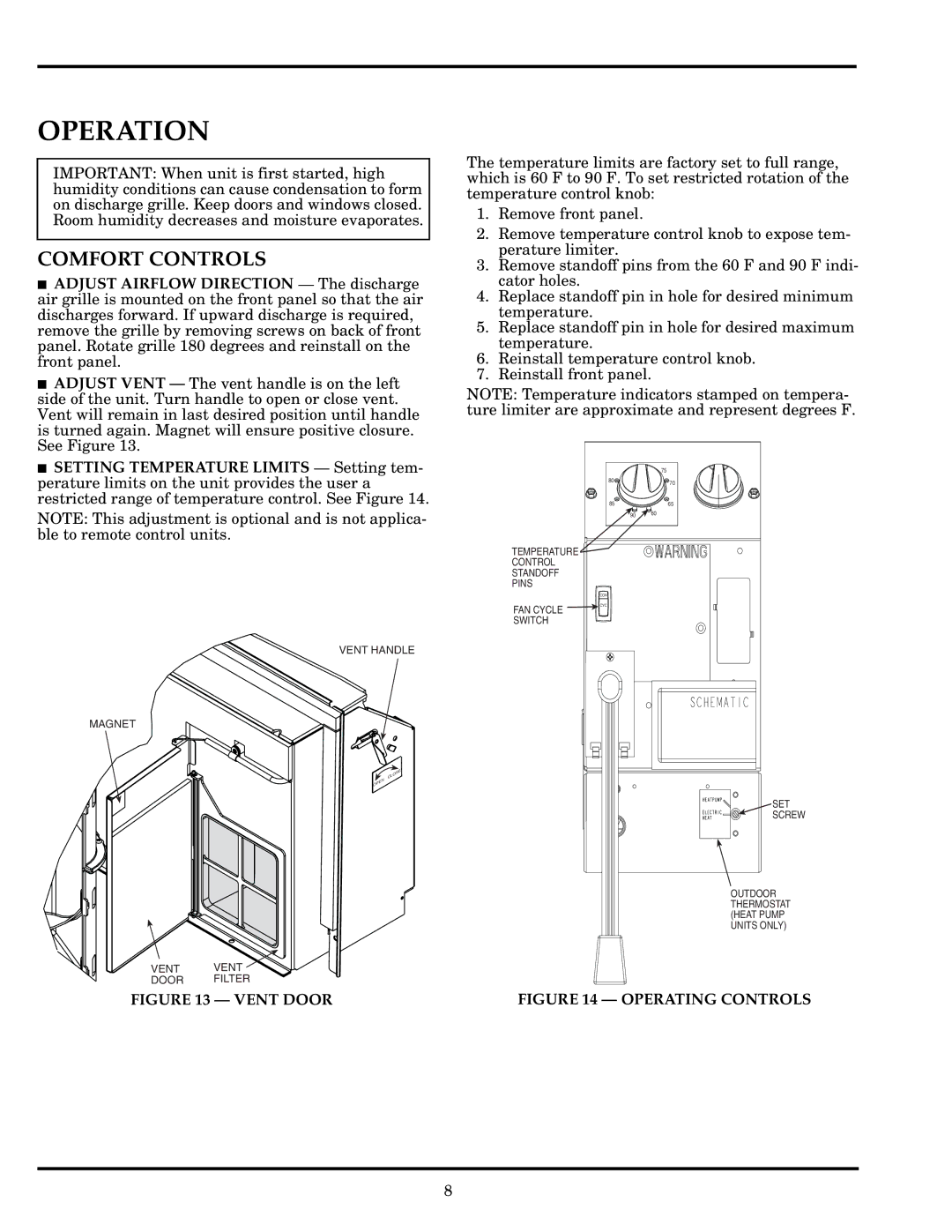 Carrier Access 52P owner manual Operation, Comfort Controls 