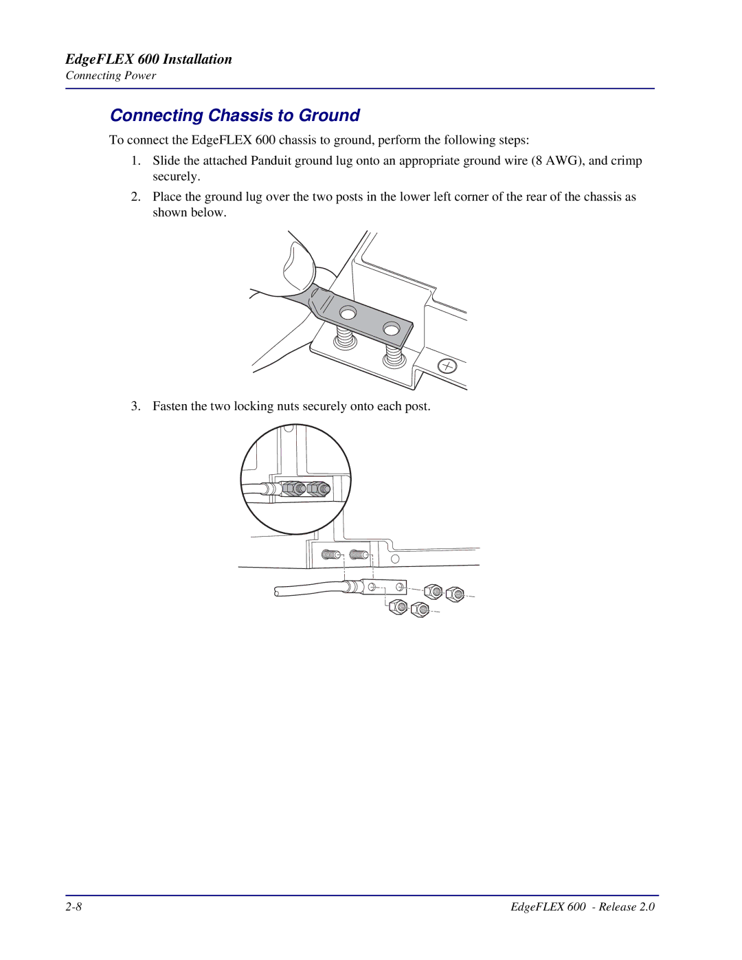 Carrier Access 600, EdgeFLEX installation manual Connecting Chassis to Ground 