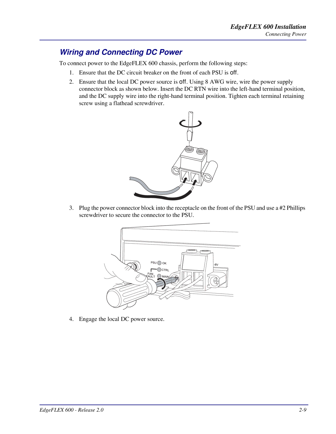 Carrier Access EdgeFLEX, 600 installation manual Wiring and Connecting DC Power 