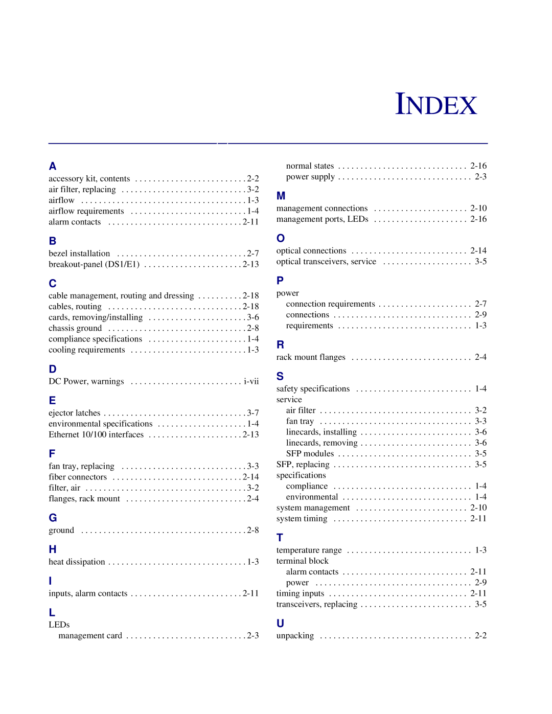 Carrier Access EdgeFLEX, 600 installation manual Index 