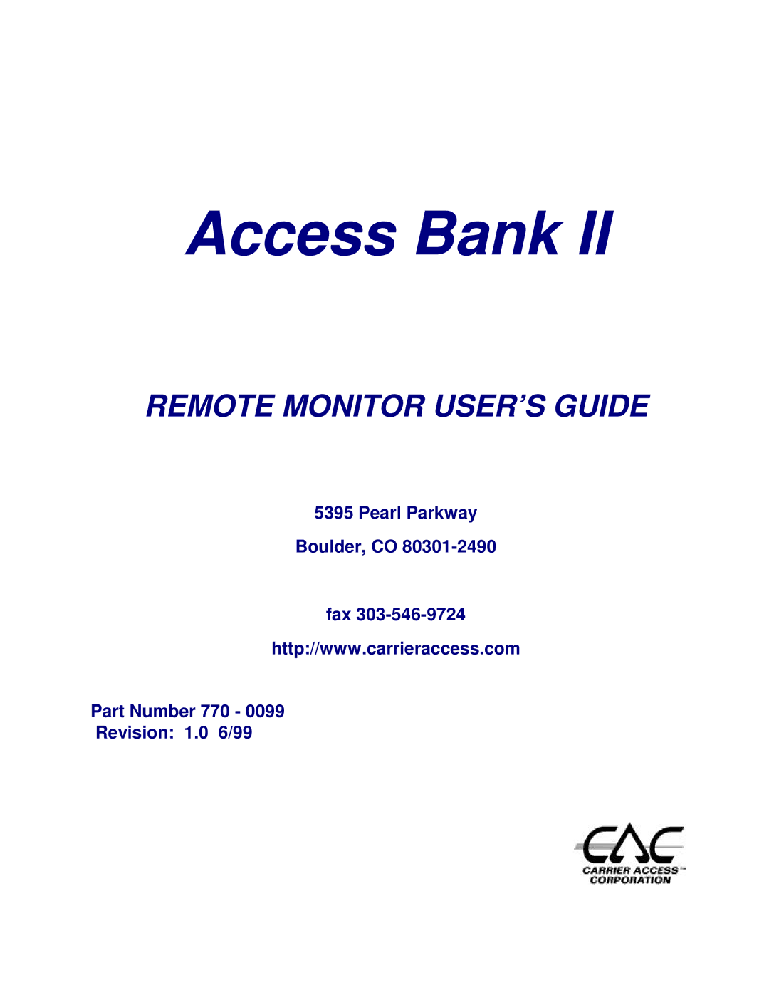 Carrier Access AB II manual Access Bank 