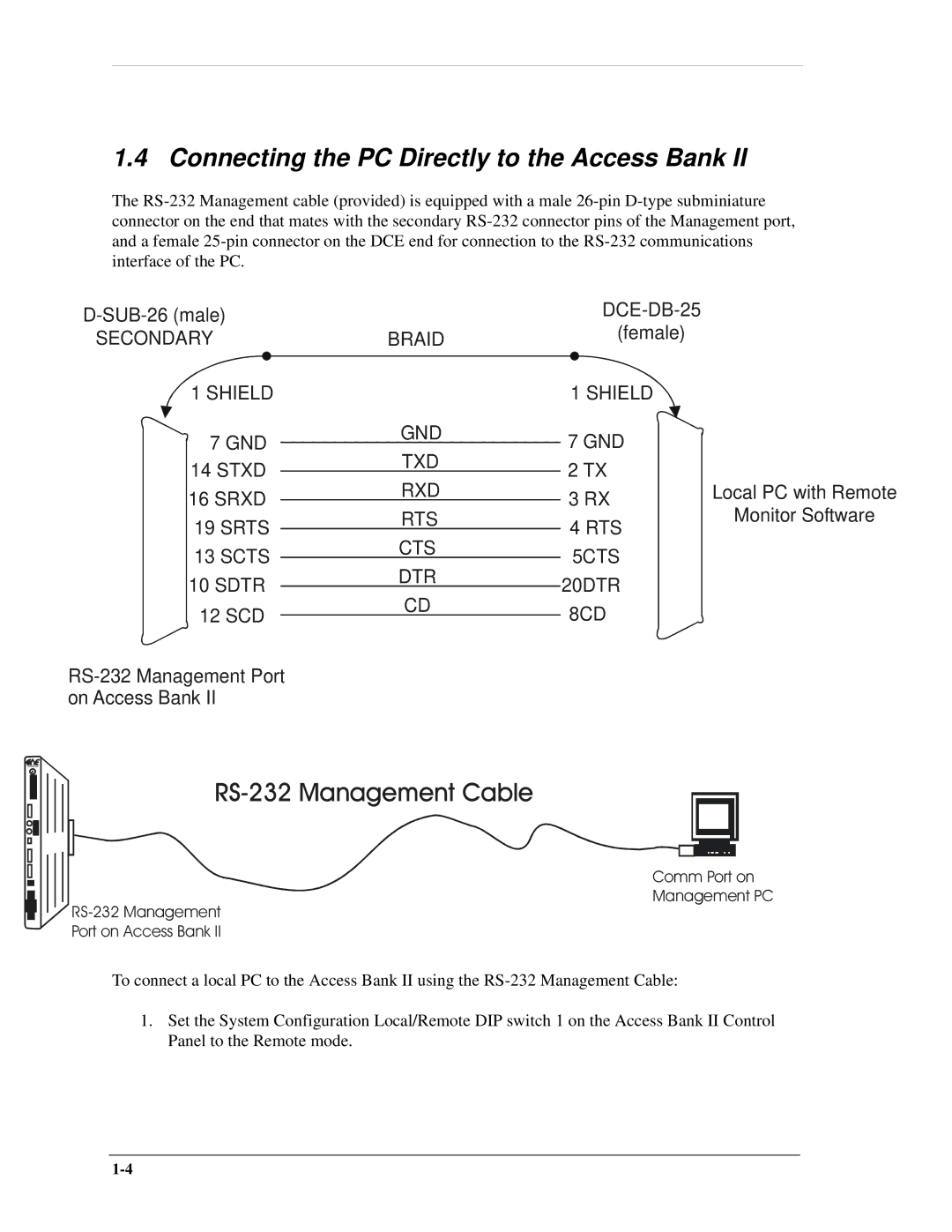 Carrier Access AB II manual 560DQDJHPHQW&DEOH, Connecting the PC Directly to the Access Bank 