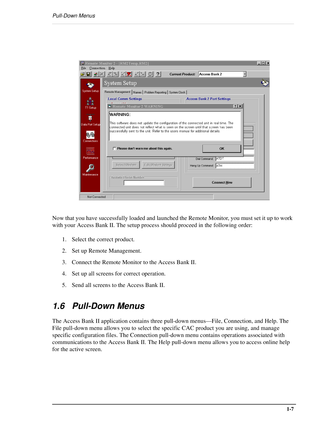 Carrier Access AB II manual Pull-Down Menus 