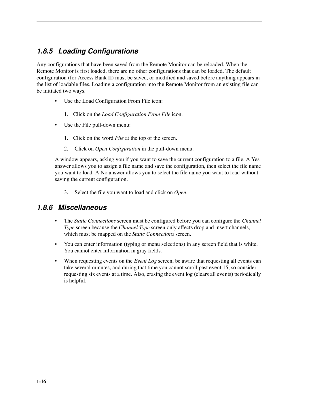 Carrier Access AB II manual Loading Configurations, Miscellaneous 