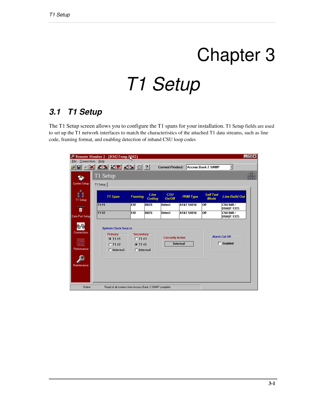 Carrier Access AB II manual T1 Setup 