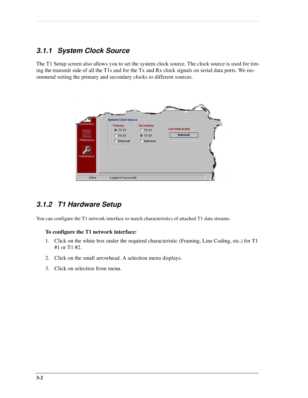 Carrier Access AB II manual System Clock Source, 2 T1 Hardware Setup 