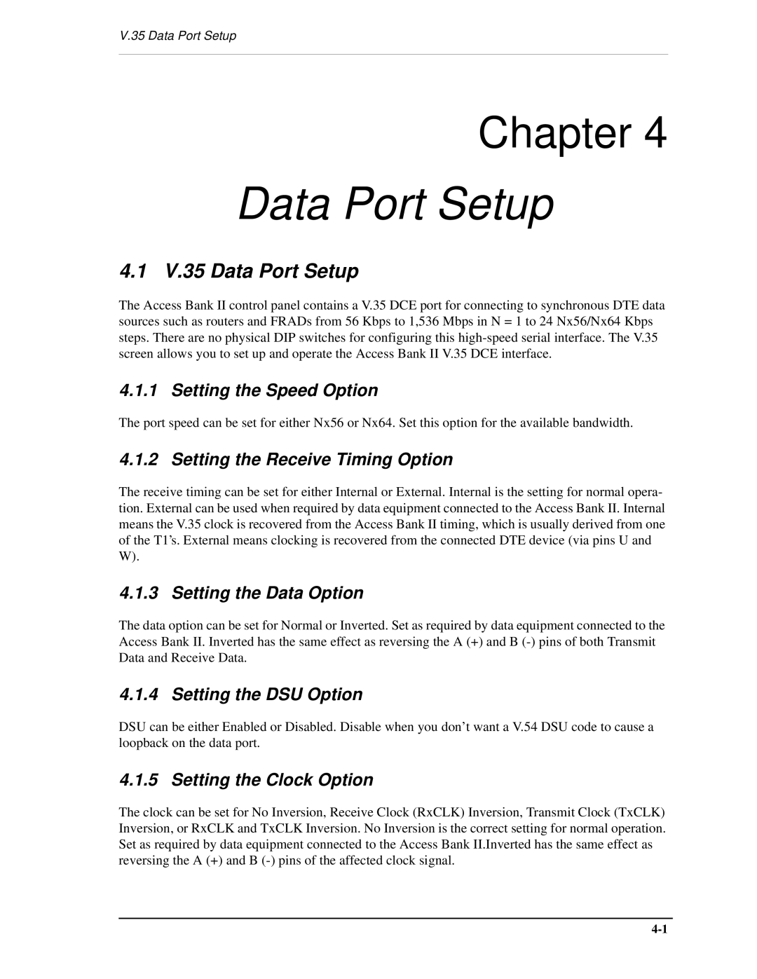 Carrier Access AB II manual V.35 Data Port Setup 