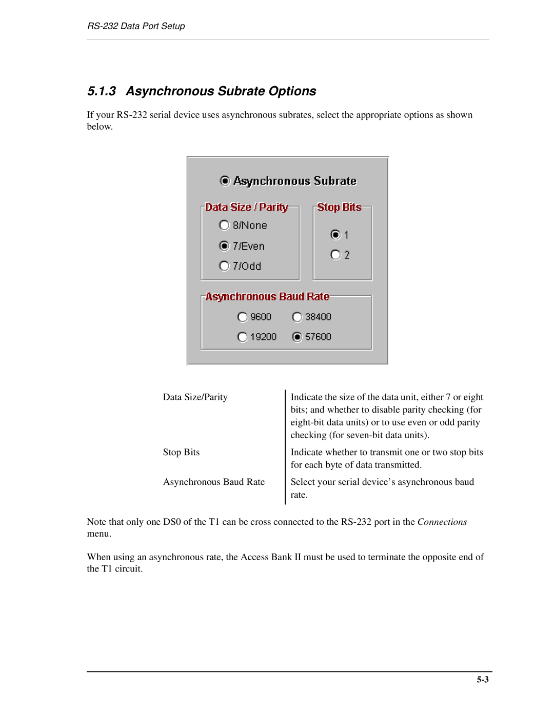 Carrier Access AB II manual Asynchronous Subrate Options 