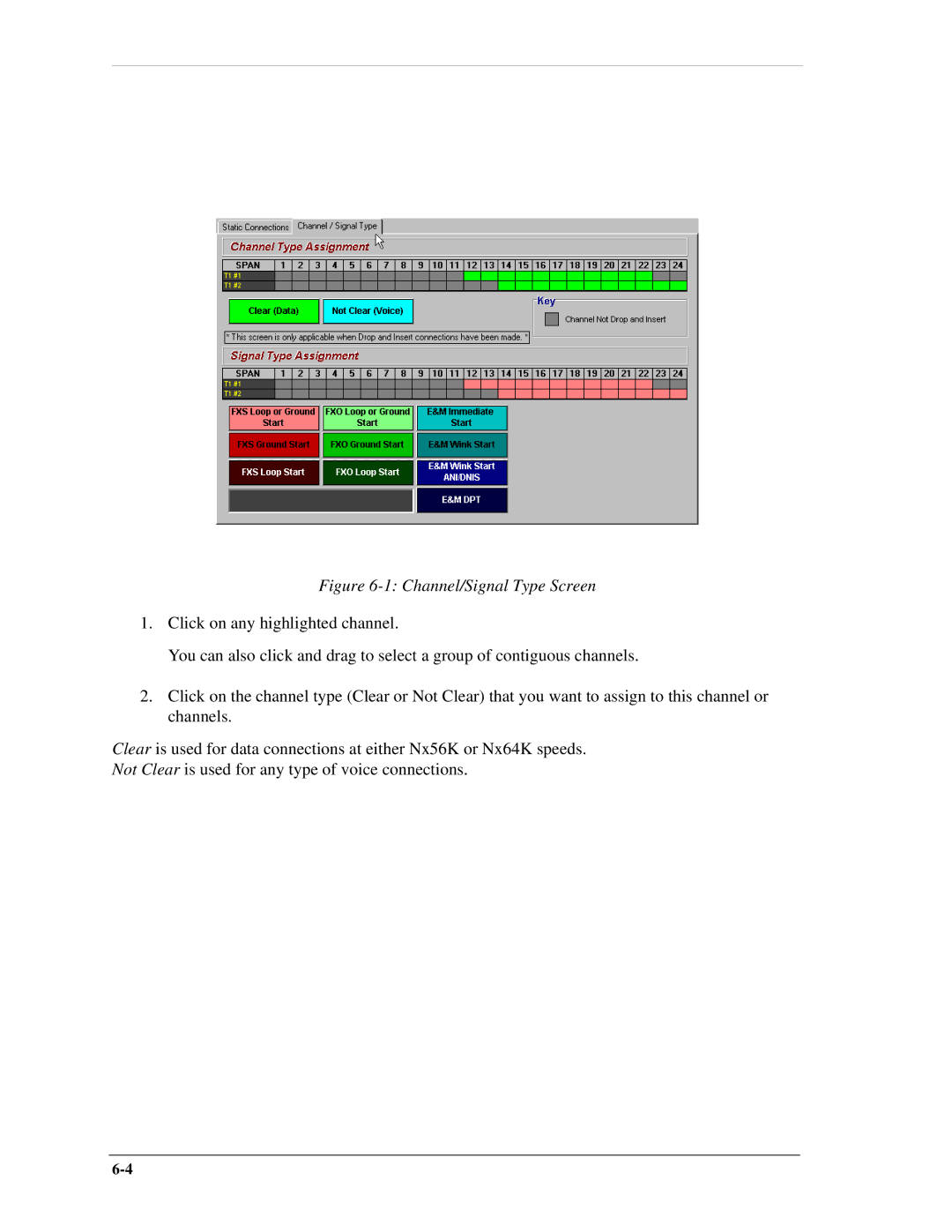 Carrier Access AB II manual Channel/Signal Type Screen 