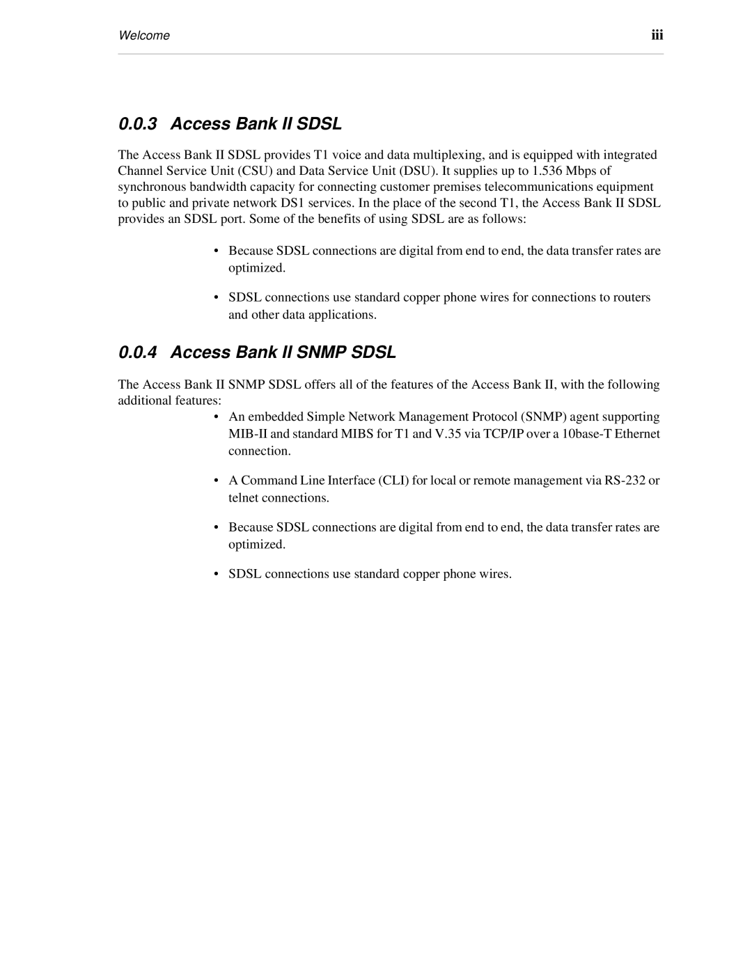 Carrier Access AB II manual Access Bank II Sdsl, Access Bank II Snmp Sdsl 