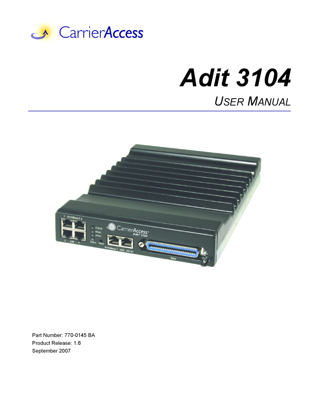 Carrier Access Adit 3104 user manual 