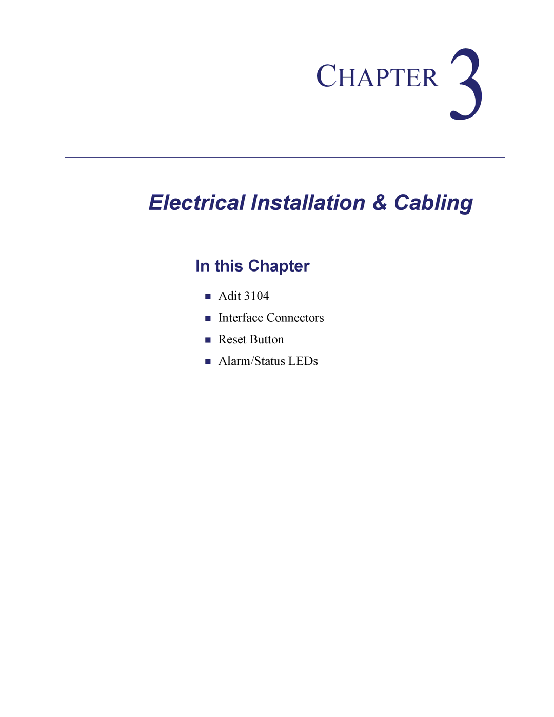 Carrier Access Adit 3104 user manual Electrical Installation & Cabling 