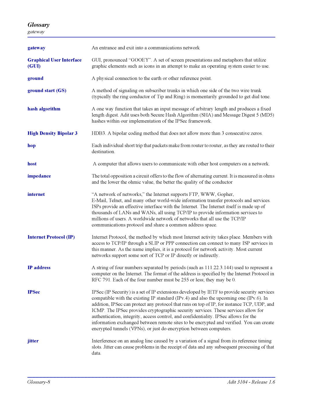 Carrier Access Adit 3104 user manual Gui 