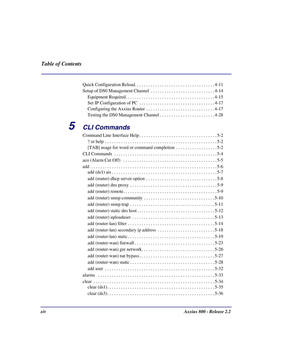 Carrier Access Axxius 800 user manual CLI Commands 