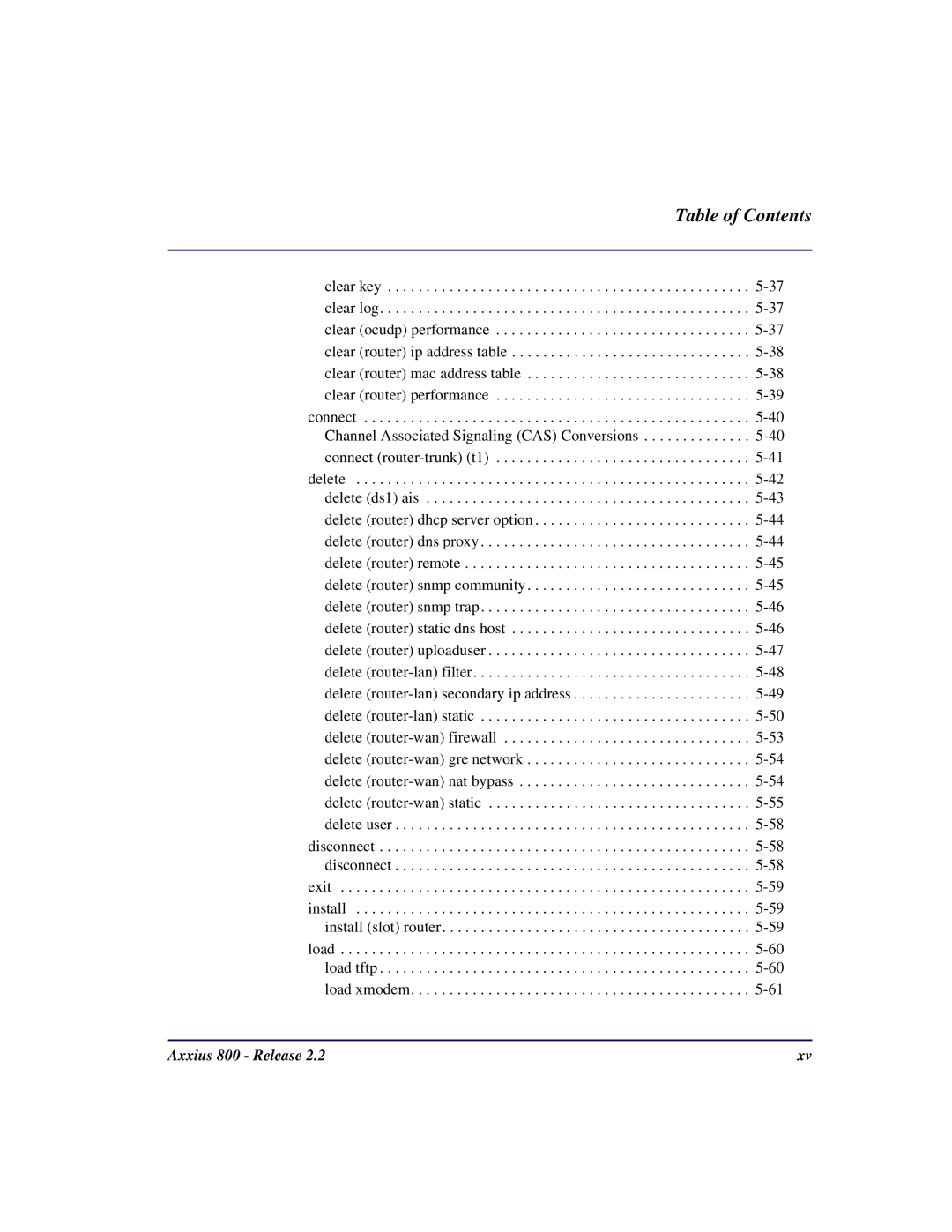 Carrier Access Axxius 800 user manual Table of Contents 