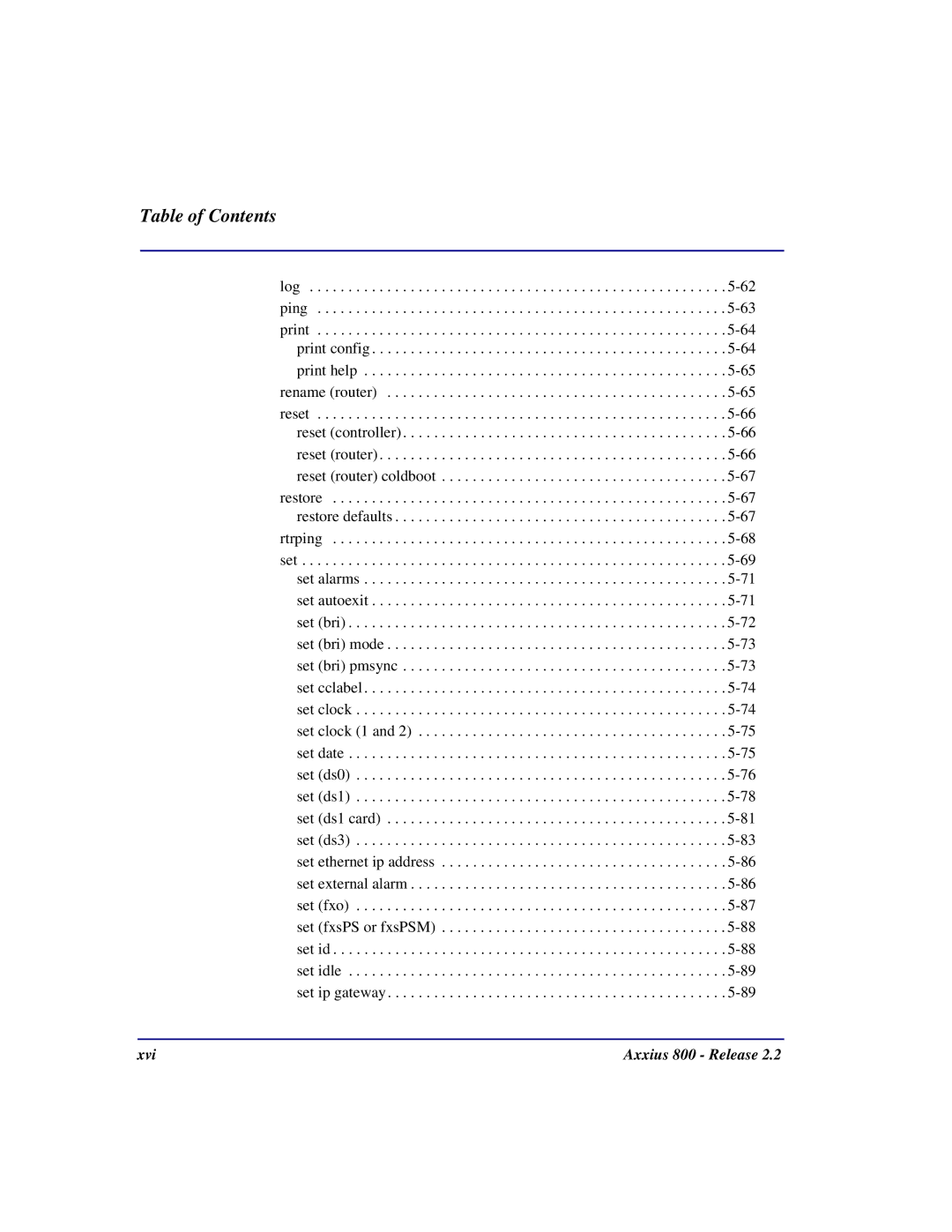 Carrier Access user manual Xvi Axxius 800 Release 