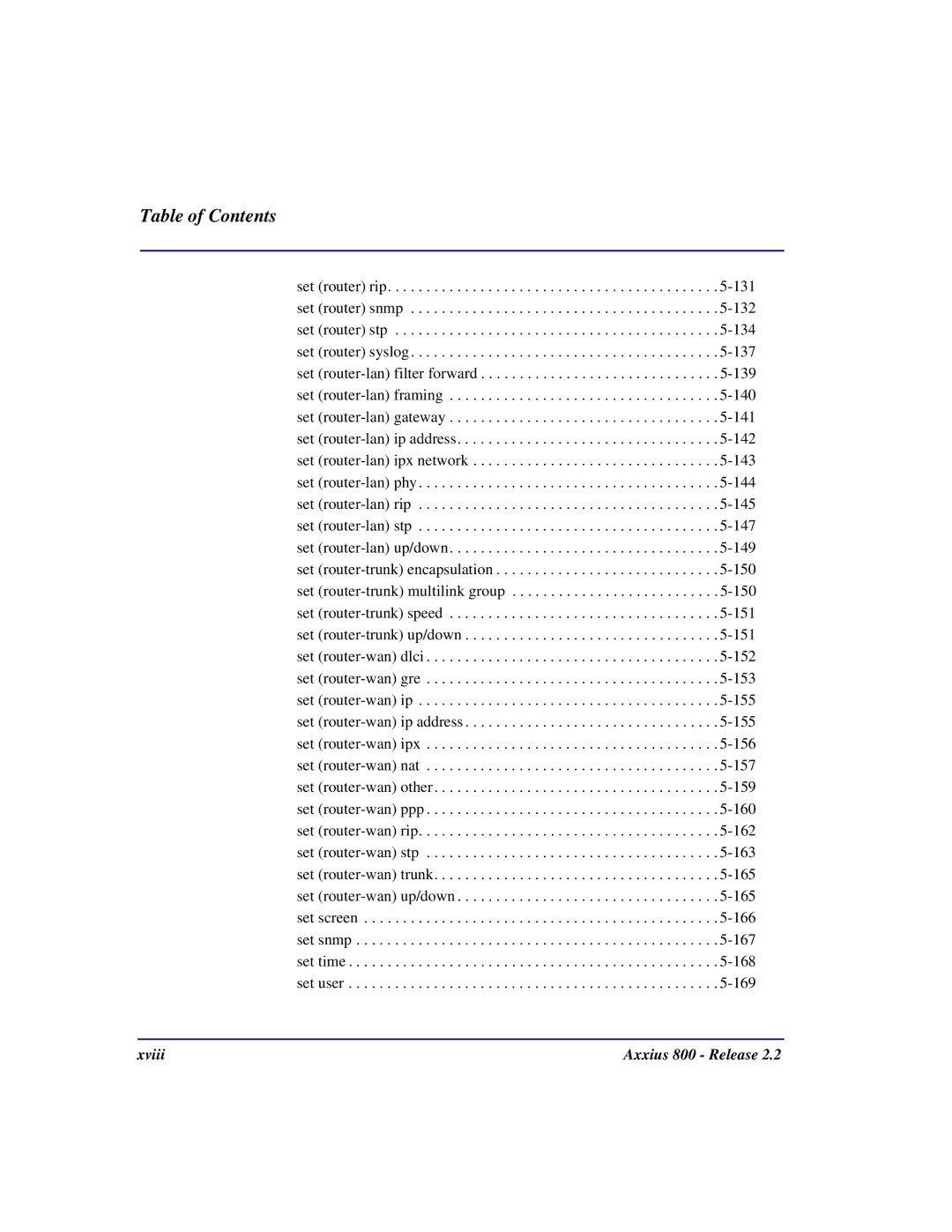 Carrier Access user manual Xviii Axxius 800 Release 