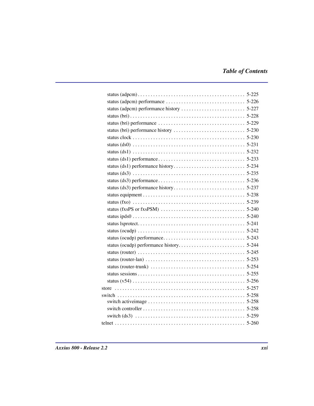 Carrier Access Axxius 800 user manual Xxi 