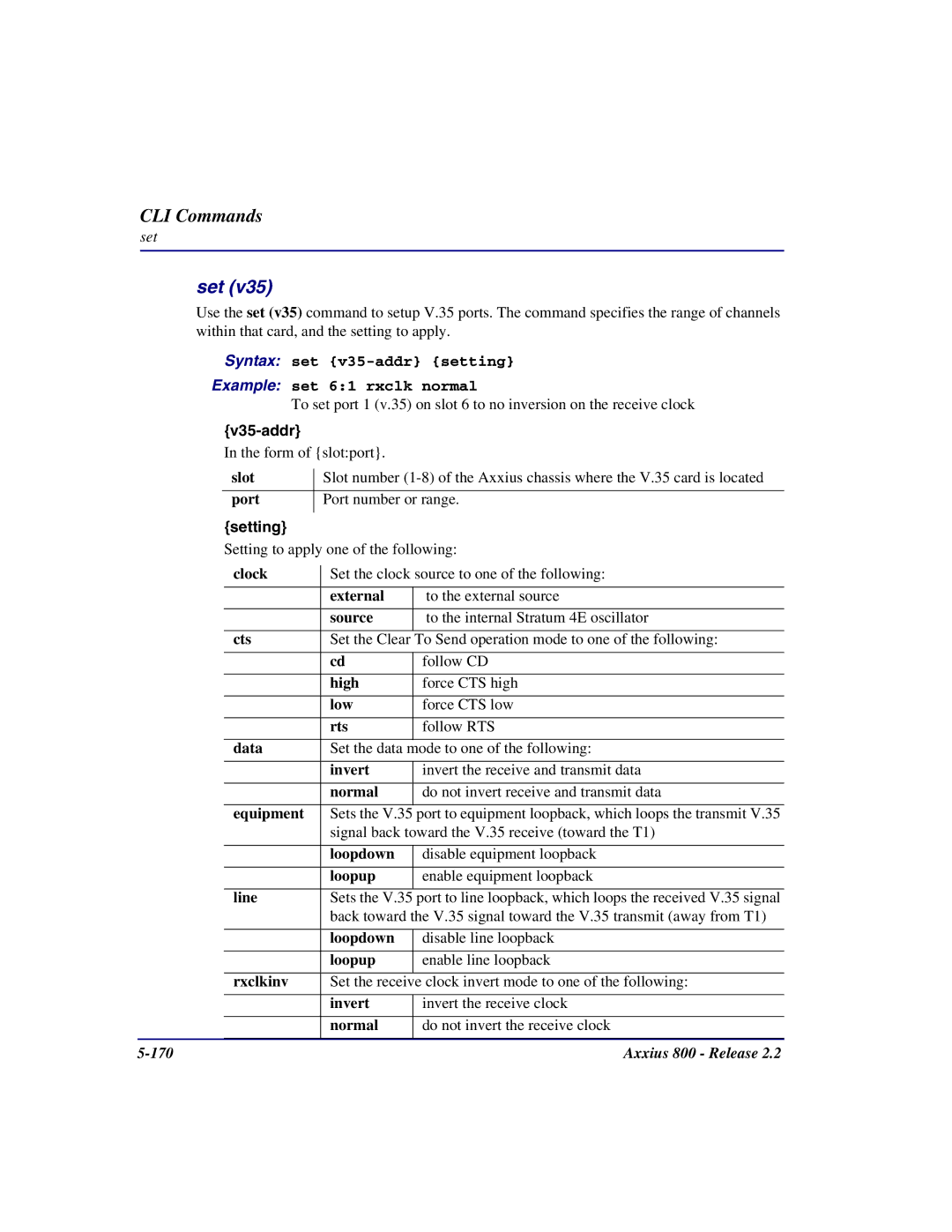 Carrier Access Axxius 800 user manual Set, V35-addr 