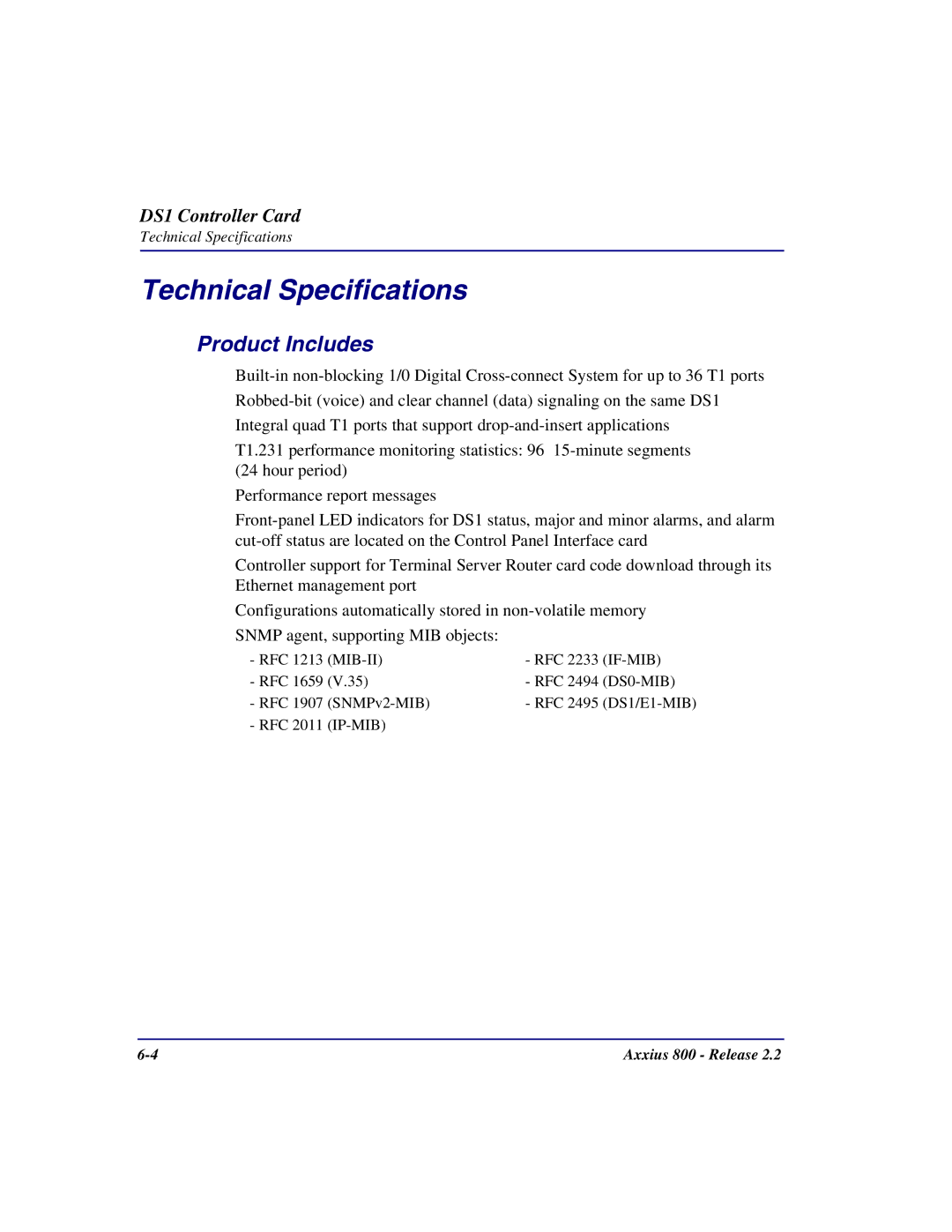 Carrier Access Axxius 800 user manual Technical Specifications, Product Includes 