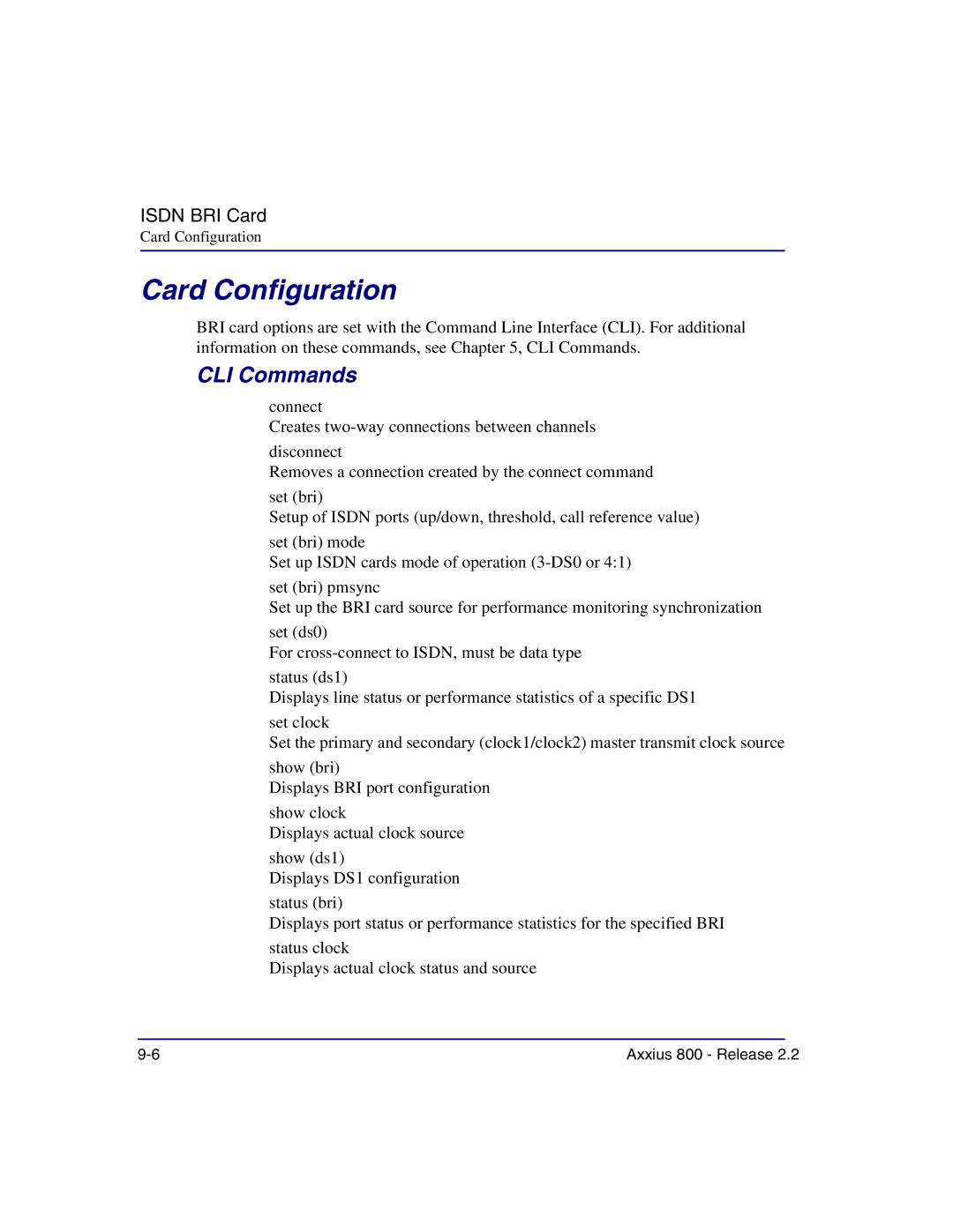 Carrier Access Axxius 800 user manual Set bri 