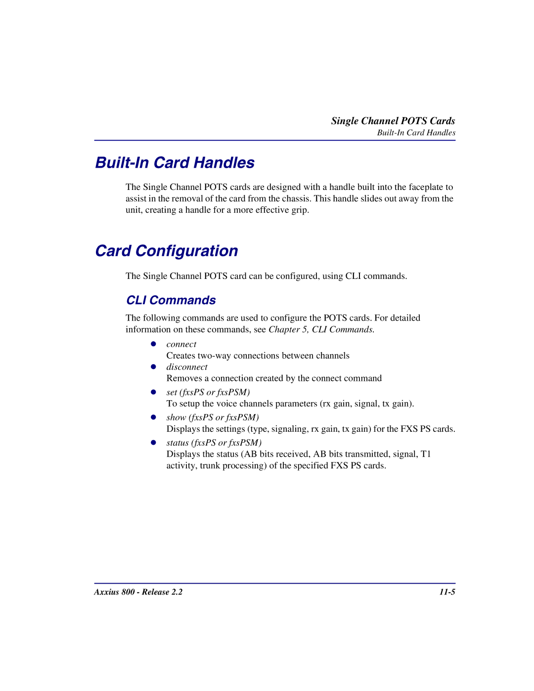 Carrier Access Axxius 800 user manual Set fxsPS or fxsPSM 