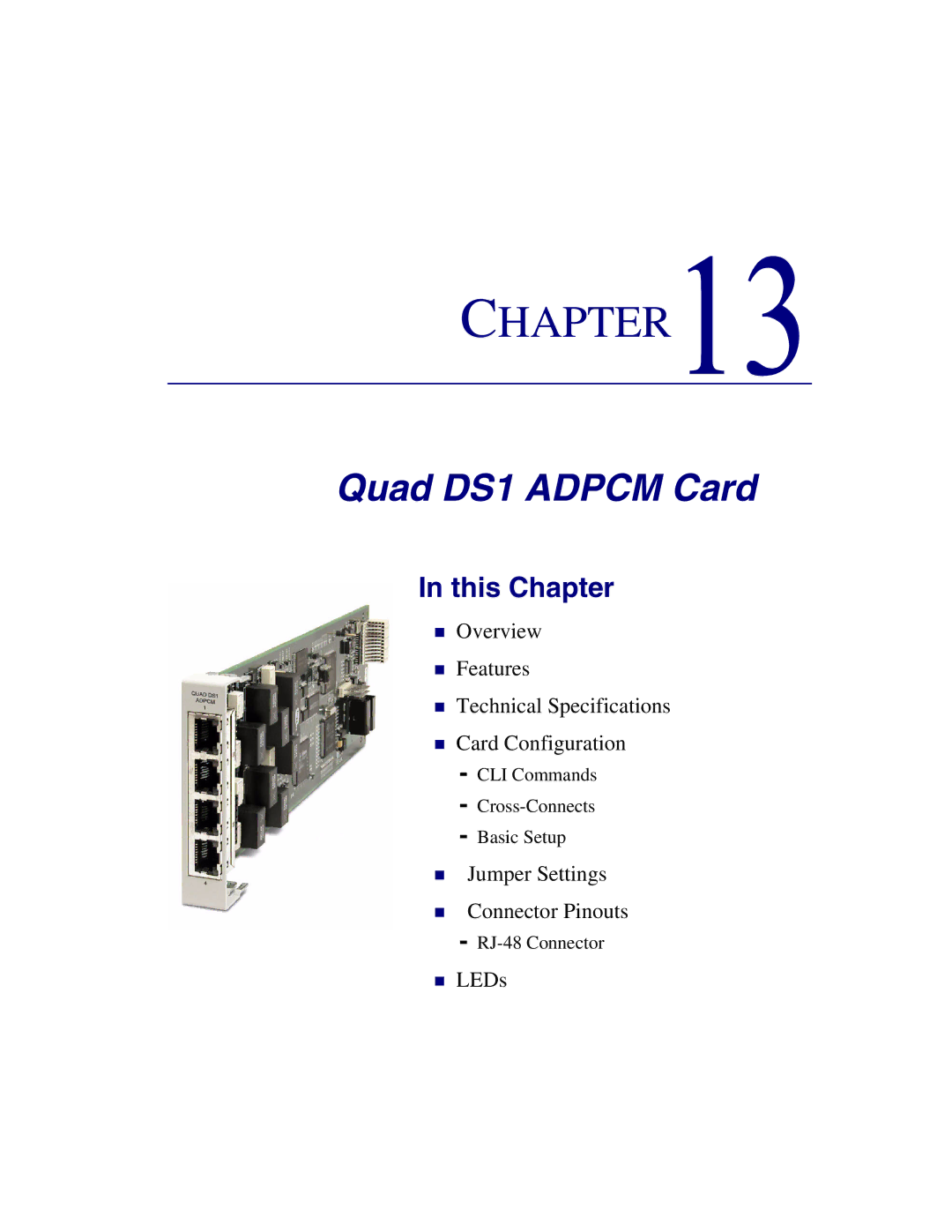 Carrier Access Axxius 800 user manual Quad DS1 Adpcm Card 