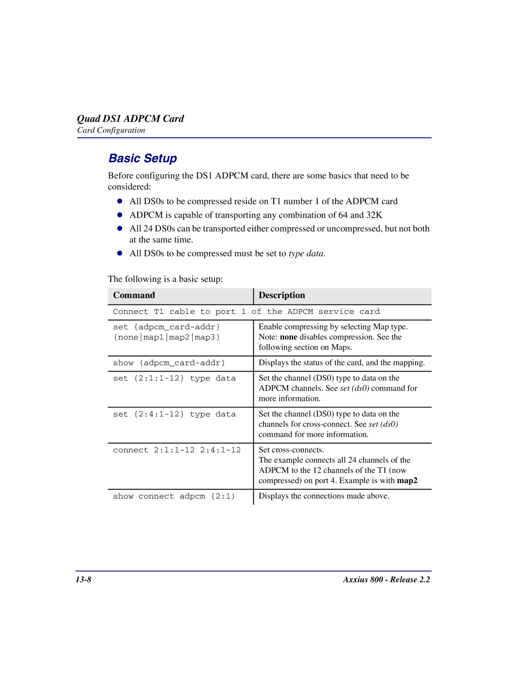 Carrier Access Axxius 800 user manual Enable compressing by selecting Map type 