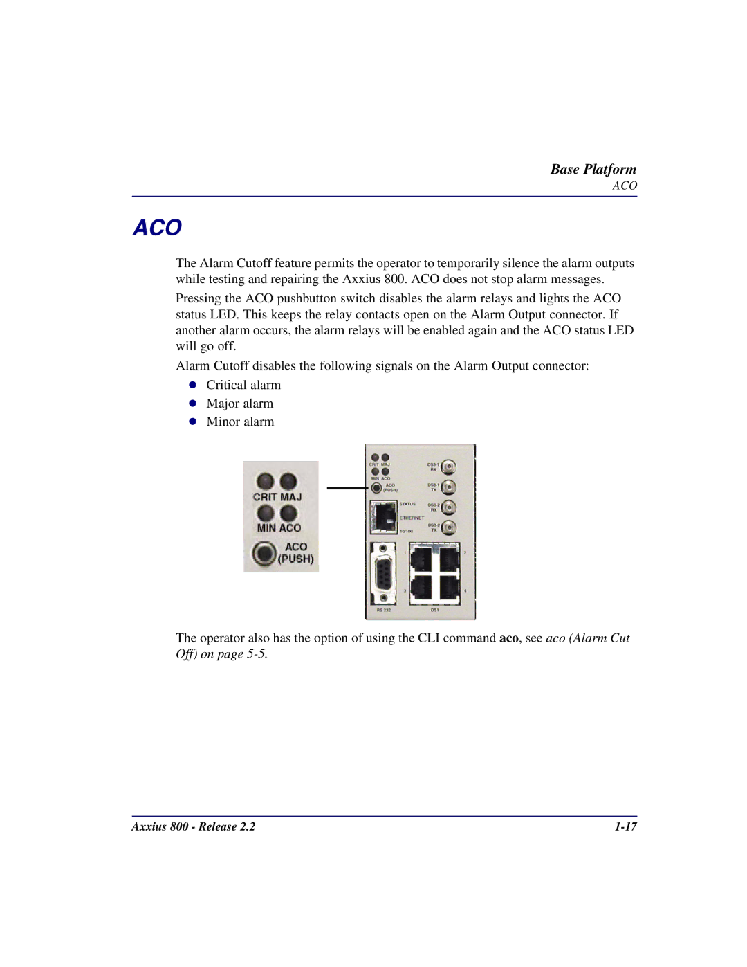 Carrier Access Axxius 800 user manual Aco 