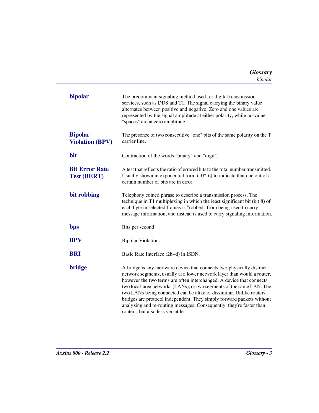 Carrier Access Axxius 800 user manual Bipolar 