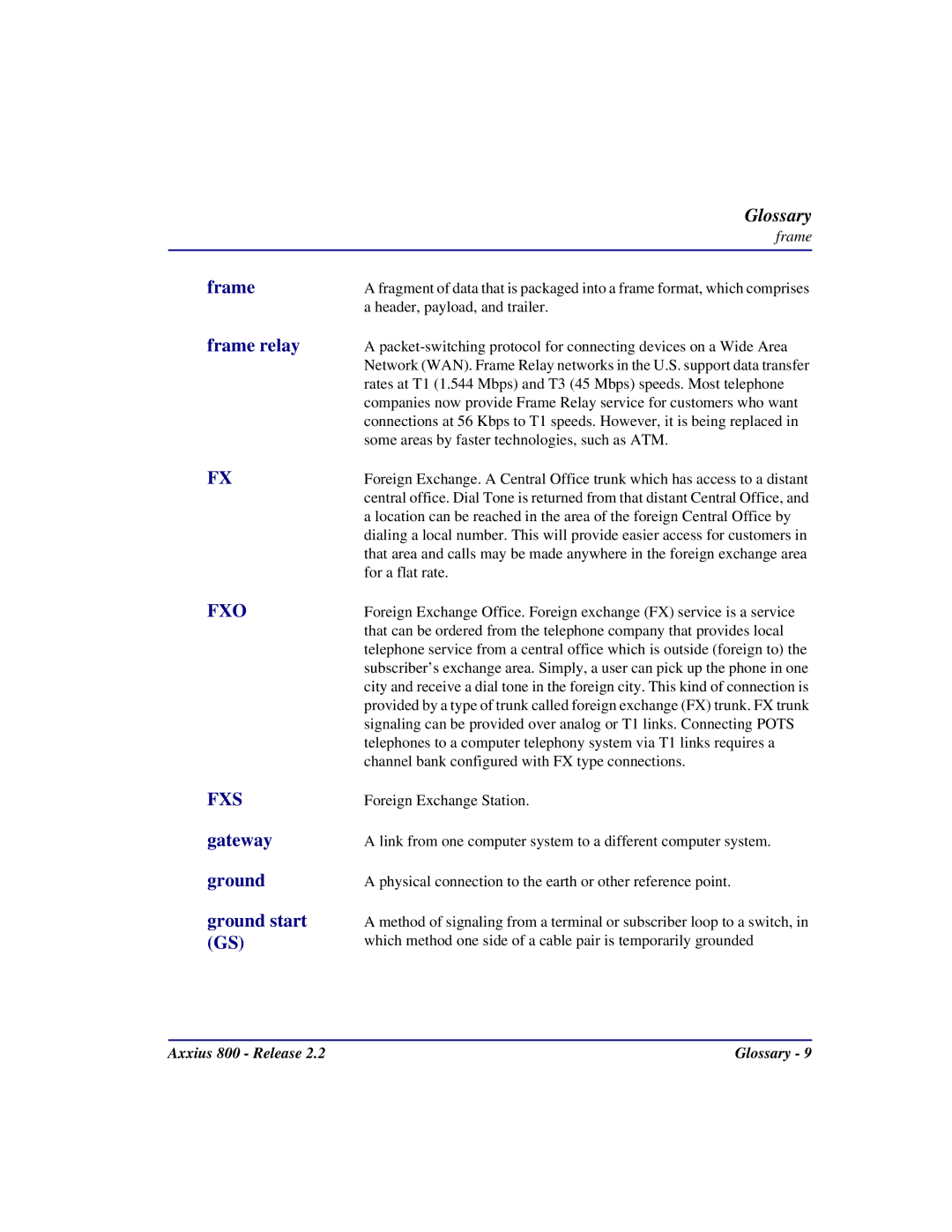 Carrier Access Axxius 800 user manual Fxo 