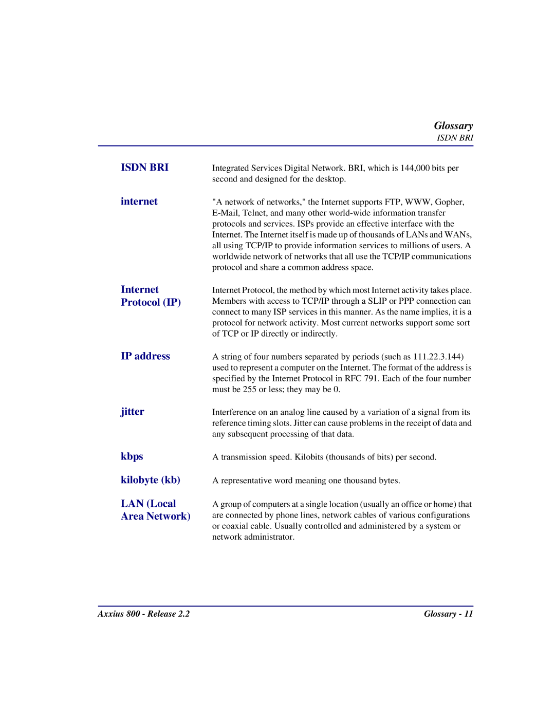 Carrier Access Axxius 800 user manual Isdn BRI 