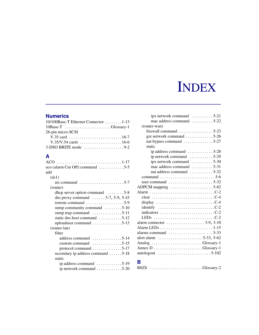 Carrier Access Axxius 800 user manual Index 