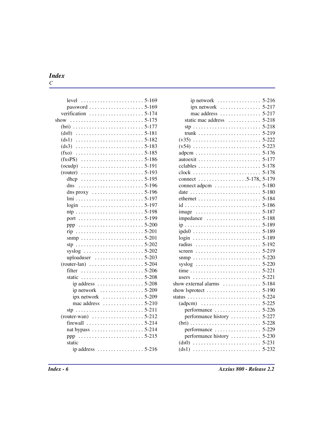 Carrier Access Axxius 800 user manual Index 