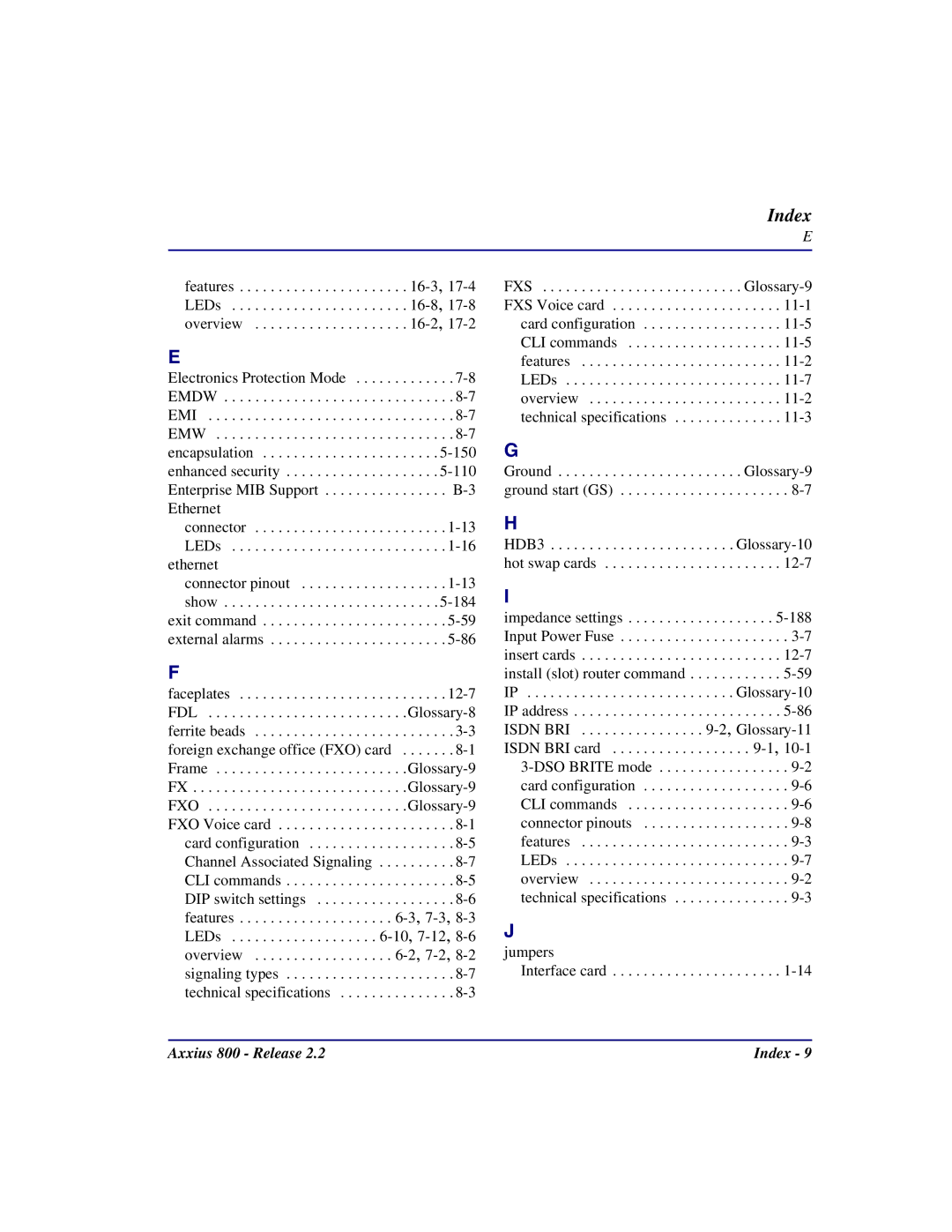 Carrier Access Axxius 800 user manual Index 