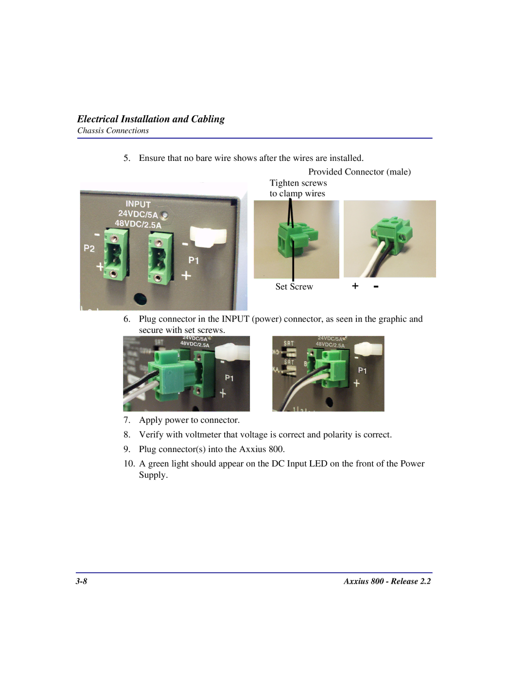 Carrier Access Axxius 800 user manual Electrical Installation and Cabling 