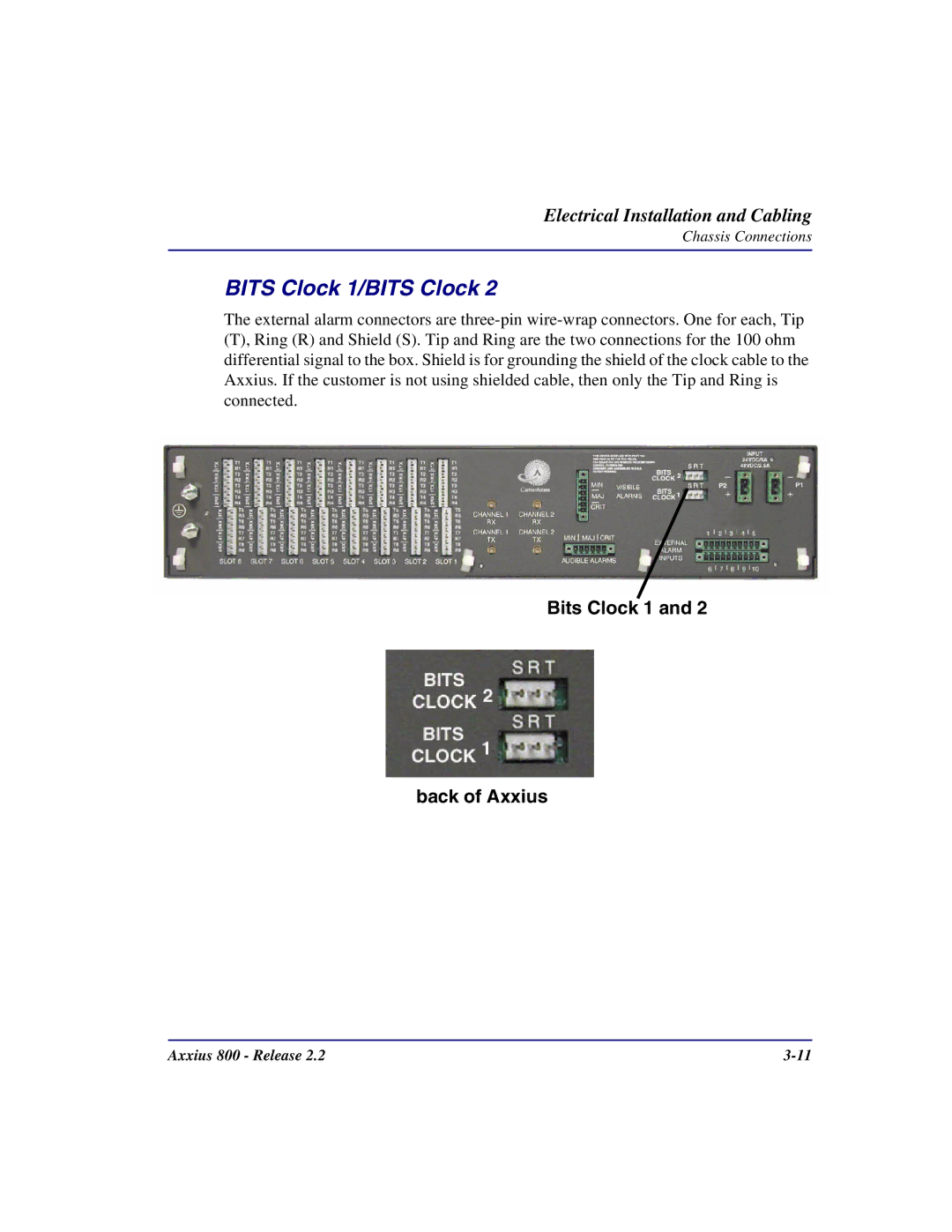 Carrier Access Axxius 800 user manual Bits Clock 1/BITS Clock 