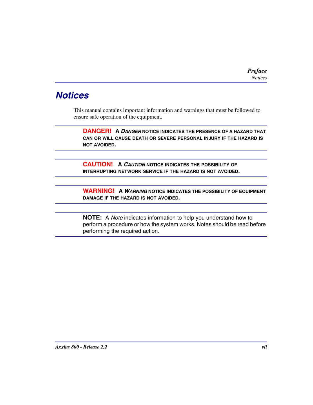 Carrier Access Axxius 800 user manual Interrupting Network Service if the Hazard is not Avoided 