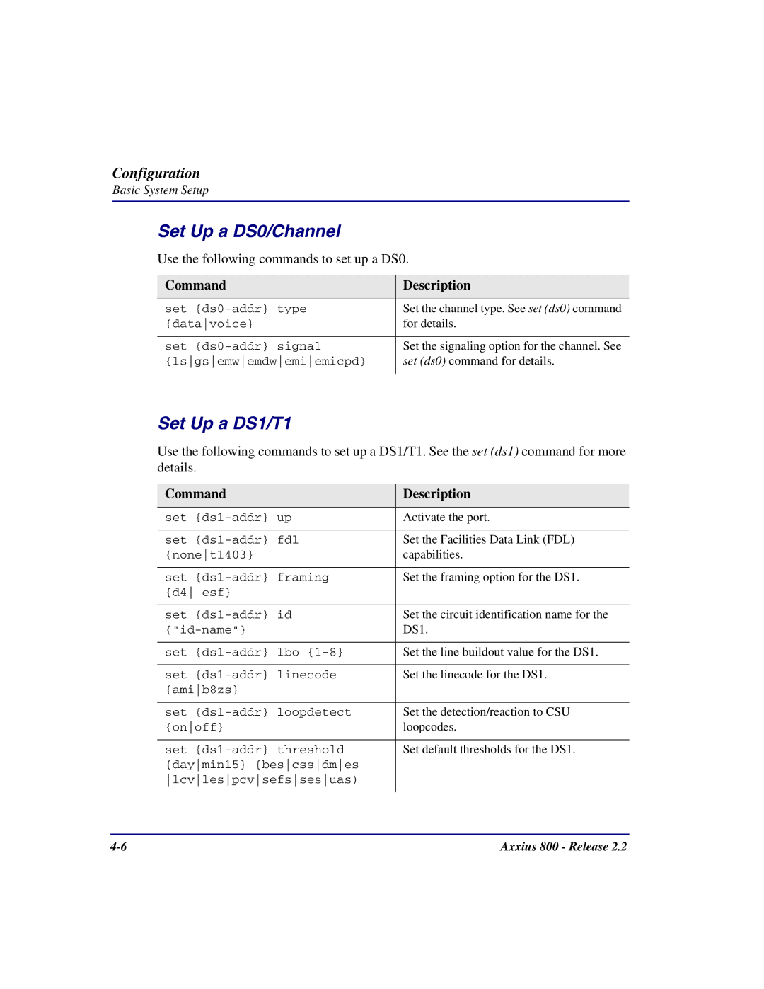 Carrier Access Axxius 800 user manual Set Up a DS0/Channel, Set Up a DS1/T1 